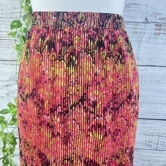 Krazy Kat Skirt size XXL Pink Green Paisley Pleated Sheer Midi Modest Boho - Picture 5 of 13